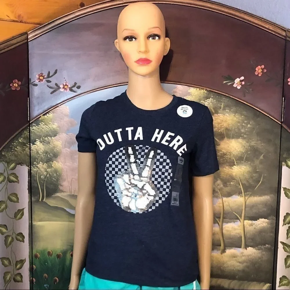 Oshkosh Kid’s “Outta Here” Flip Sequins Tee Sz 12